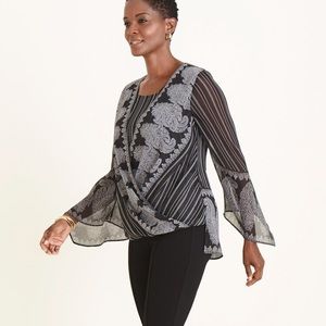 Chico’s Batik Stripe And Paisley Surplice Top